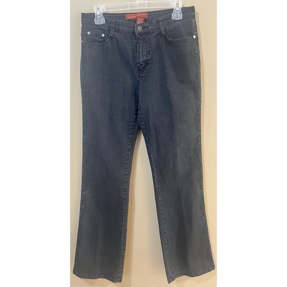 Cosmopolitan Jeanwear Women's Size 8 W32 L30 Dark Wash Embroidered Sequin Flare